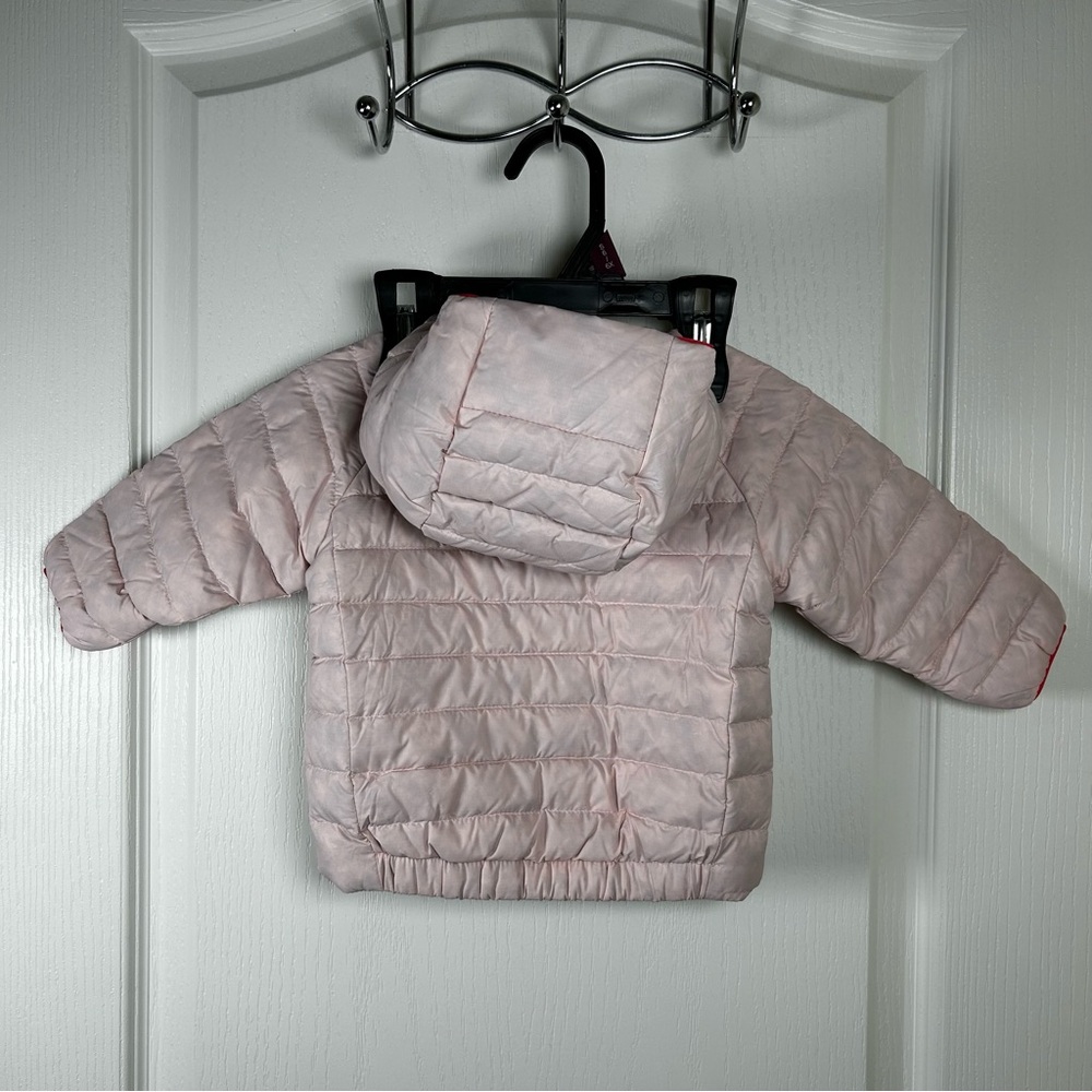 Patagonia Baby Reversible Down Sweater Hoody Pink/Multicolor Baby 3-6 Months - Picture 6 of 12